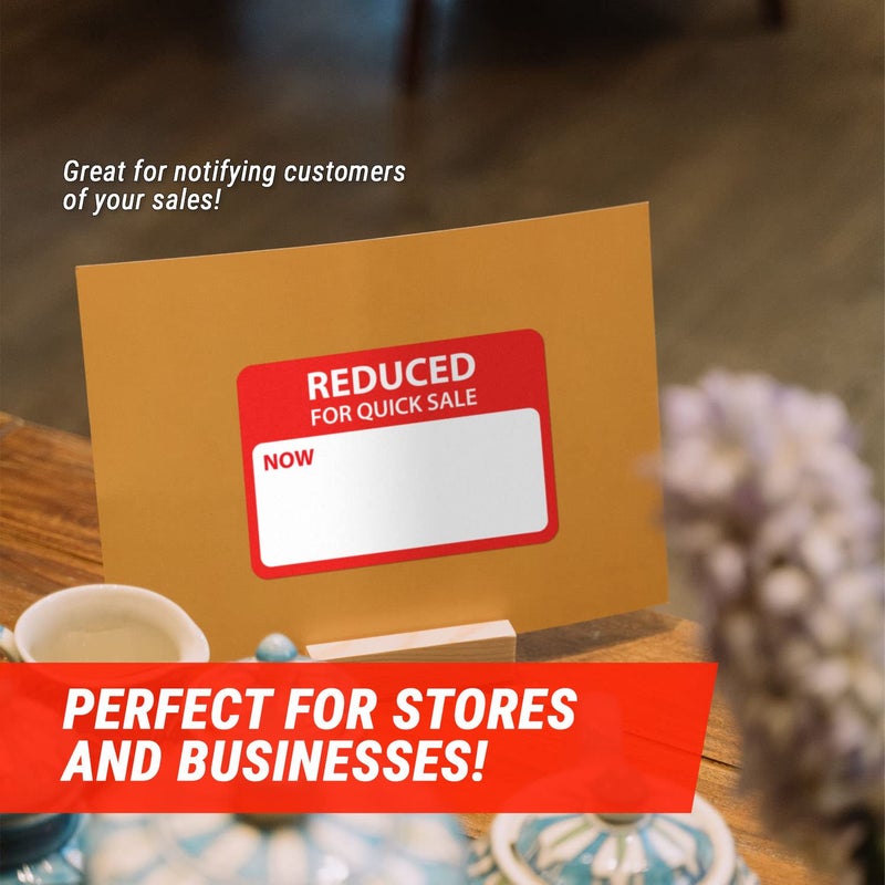 OfficeSmartLabels Reduced for Quick Sale Now for Retail Clearance Price Tag Stickers - 1.65 x 1.15 Inch Custom Writable Label Pricing Stickers - Pressure Sensitive Adhesive, Semi-Gloss Coated - 300 Labels/Roll - Image 5